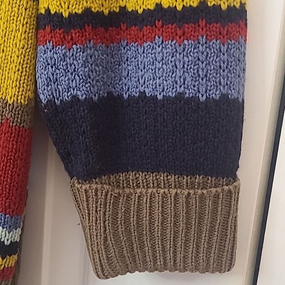 OrderPlus Men’s Striped Multicolor Retro Style Hipster Cardigan Sweater Size L - Picture 4 of 10